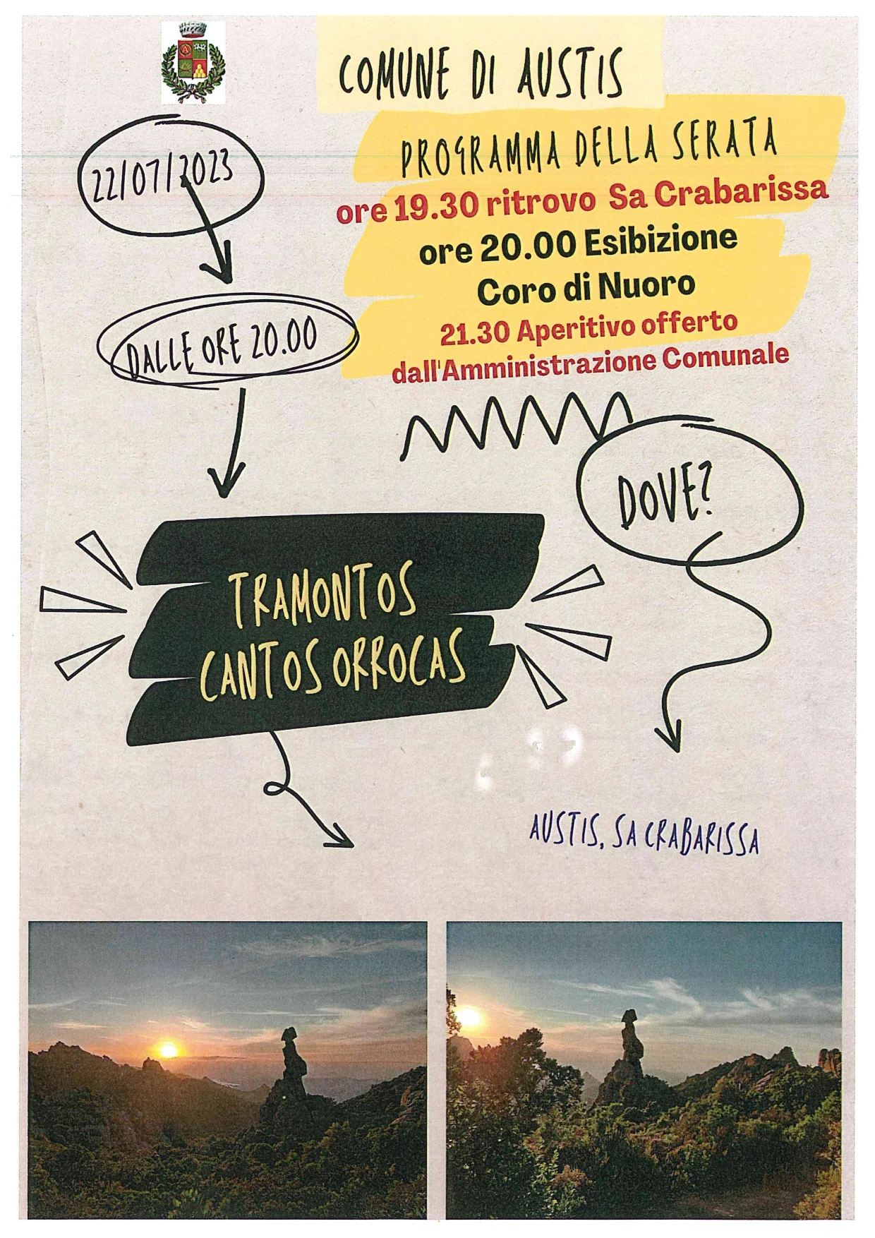 Liberatoria e istruzioni per la partecipazione all'evento 'tramontos, cantos, orrocas'