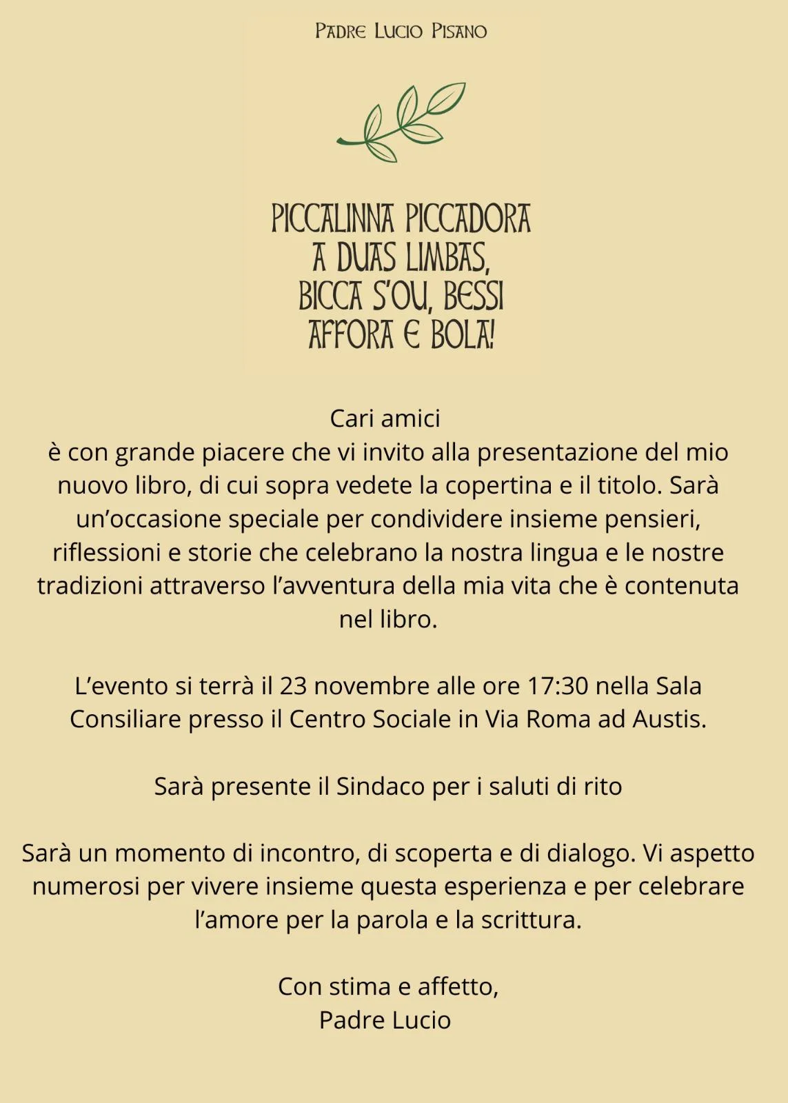 Invito presentazione libro Invito presentazione libro