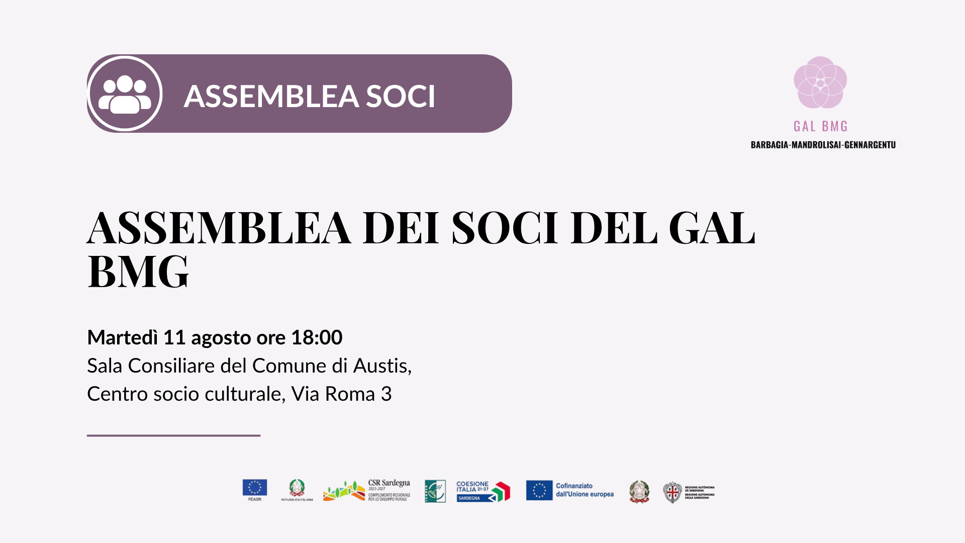 ASSEMBLEA DEI SOCI GAL BMG - AUSTIS 11/8/26