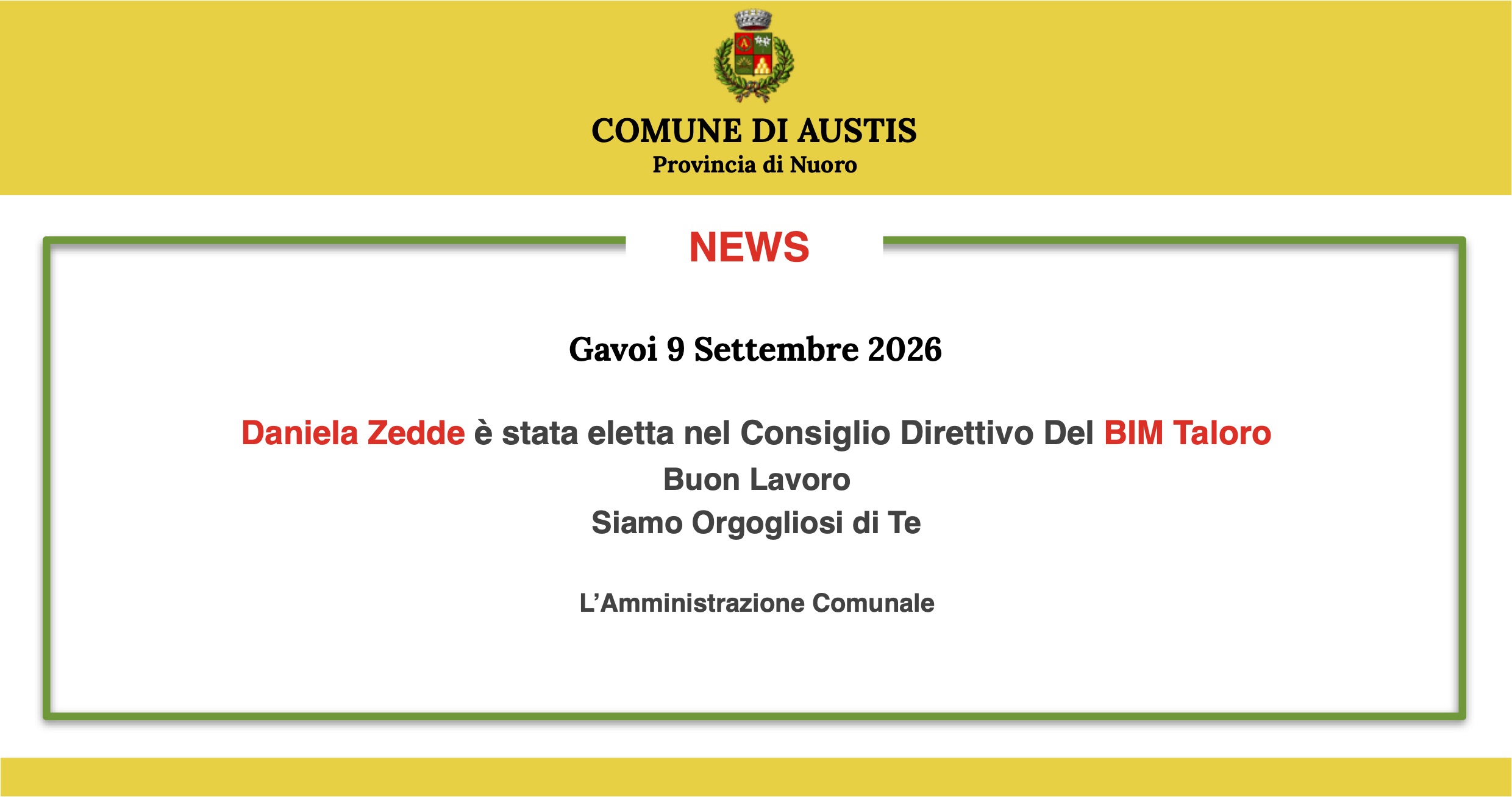Daniela Zedde è stata eletta nel Consiglio Direttivo del BIM Taloro