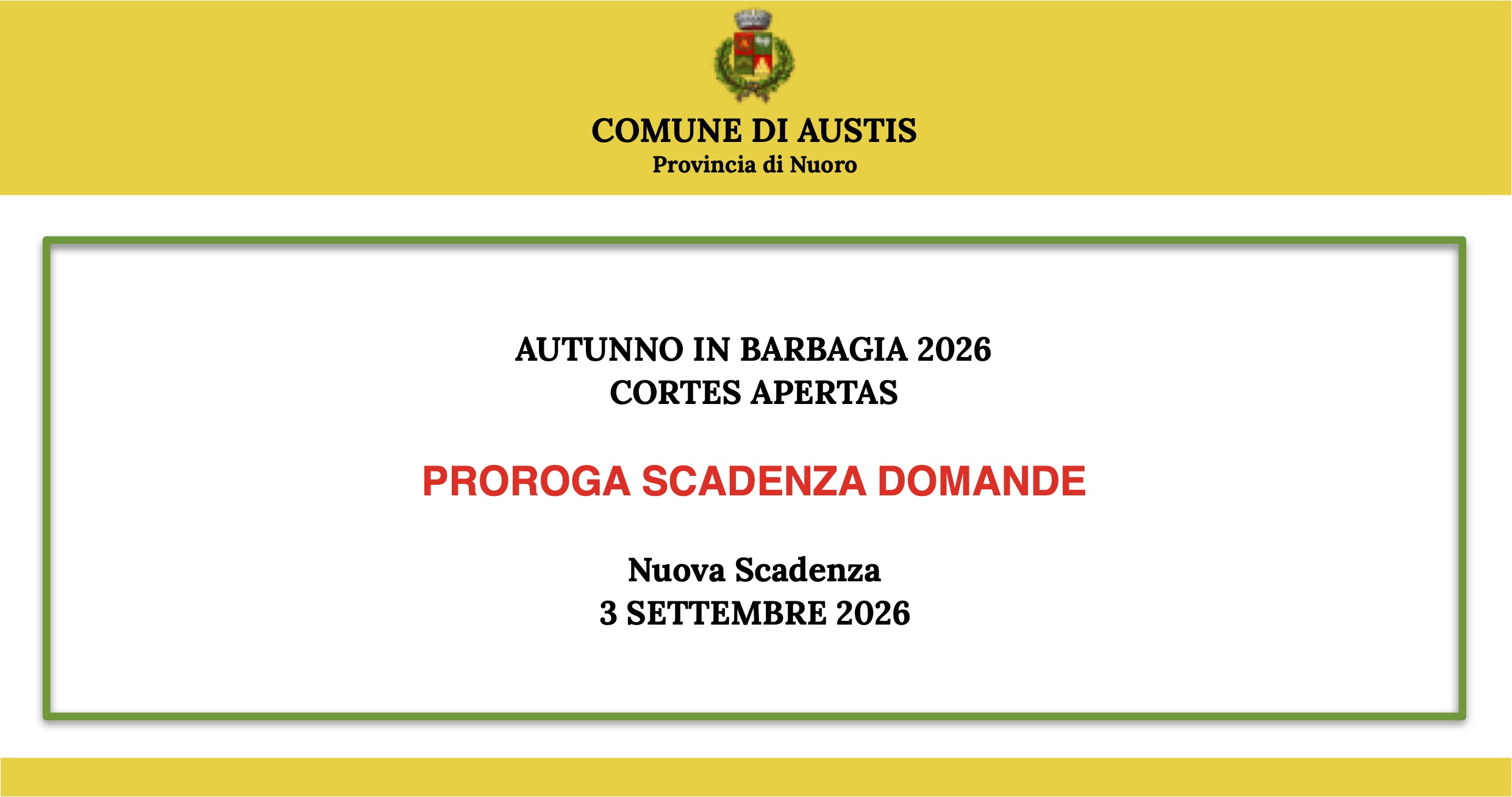 PROROGA DOMANDE CORTES APERTAS 2026